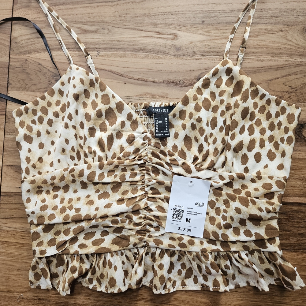 NWT Forever 21 Animal Print Ruched Camisole